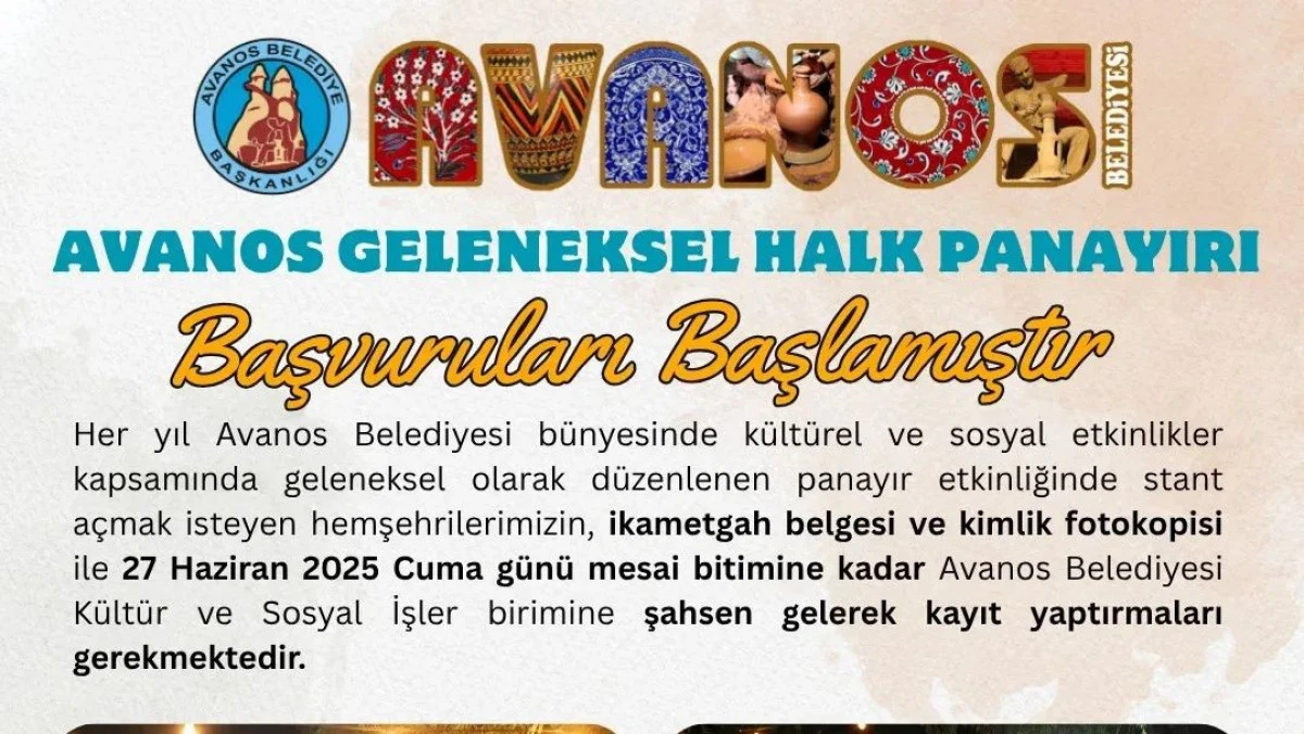 Avanos Geleneksel Halk Panayırı İçin Başvurular Başladı