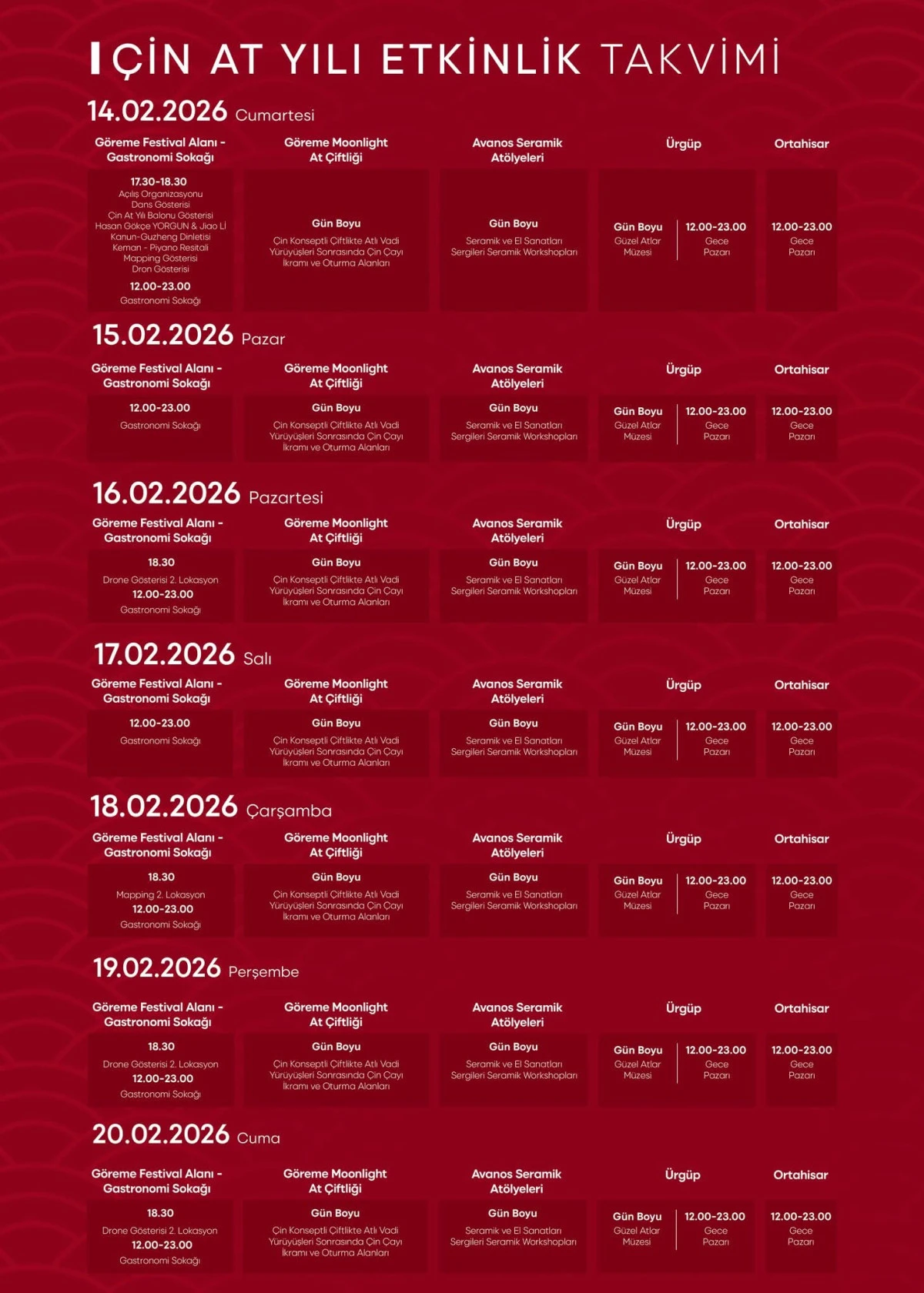 Kapadokya&rsquo;da &Ccedil;in At Yılı Festivali Başlıyor