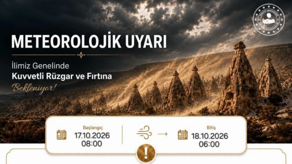 Nevşehir Genelinde Kuvvetli R&uuml;zg&acirc;r ve Fırtına İ&ccedil;in Uyarı Yapıldı