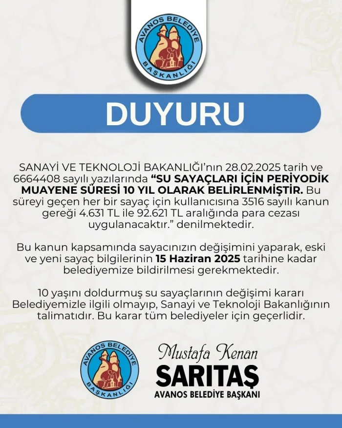 Su Sayaçları İçin 10 Yıllık Muayene Zorunluluğu