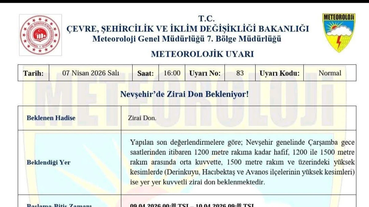 Zirai don uyarısı: &Ccedil;ift&ccedil;ilere kritik uyarı